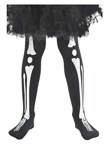 Luxuspiraten - Mädchen Kinder Skelett-Strumpfhose mit Knochen-Print, Alter 4-7, perfekt für Karneval und Halloween, 116-152, Schwarz von Luxuspiraten