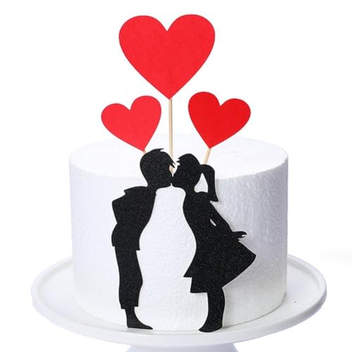 Cartoon Liebhaber Paar Kuchen Topper Valentinstag Hochzeit Party Dekorationen Cupcake Dekore Herzen Verlobung Geschenke Dekor von Luxylei