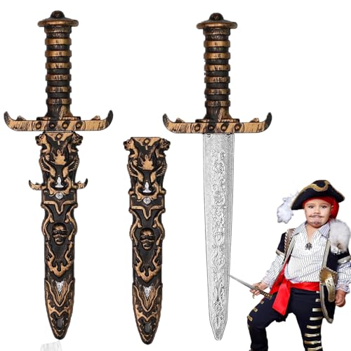 LuyoNova 2 Stück Dolch Kunststoff, Dolch Spielzeugschwert Antiker Gold Nicht Scharf Gefälschtes Messer Piratenschwert,für Piratenkostüm Zubehör Piratenparty Requisiten von LuyoNova