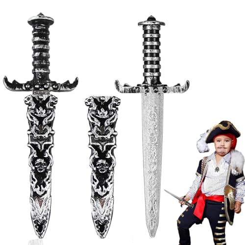 LuyoNova 2 Stück Dolch Kunststoff, Dolch Spielzeugschwert Antiker Gold Nicht Scharf Gefälschtes Messer Piratenschwert,für Piratenparty Requisiten Piratenkostüm Zubehör von LuyoNova