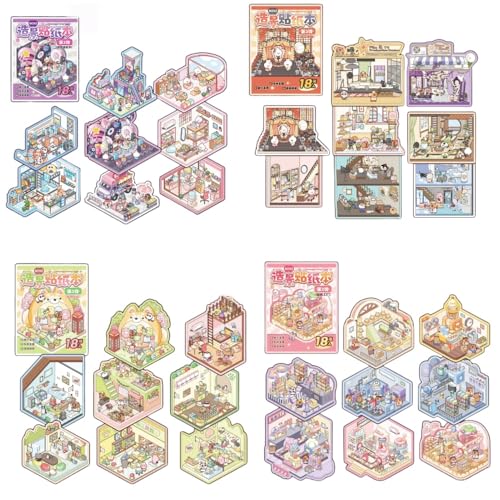 3D House Stickers 4 Sets Miniatur Haus Sticker 3D mit Pinzette Haus Aufkleber Machen Sie Ihren Eigenen, Relief Stress für Erwachsene und Kinder DIY 3D-Haus Aufkleber 3D House Stickers 4 Sets Miniatur Haus Sticker 3D mit Pinzette Haus Aufkleber Machen Sie Ihren Eigenen, Relief Stress für Erwachsene und Kinder DIY 3D-Haus Aufkleber von Luzhans