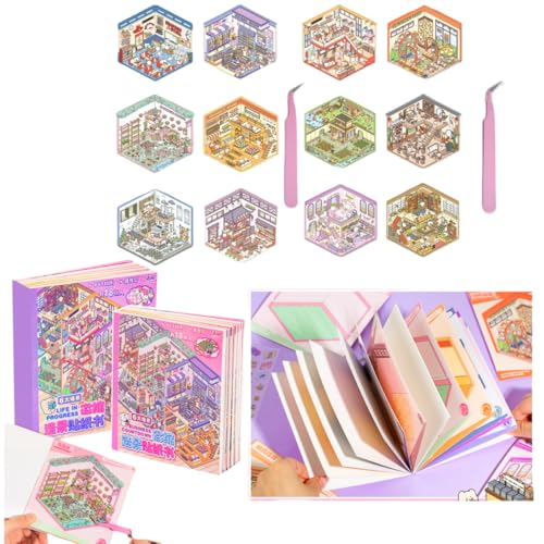 Luzhans 12 Sets 3D Sticker Scene,Haus Aufkleber Machen Sie Ihren Eigenen,Relief Stress für Erwachsene und Kinder DIY 3D House Stickers,3D Hausaufkleber,Sticker Therapy mit Pinzette Luzhans 12 Sets 3D Sticker Scene,Haus Aufkleber Machen Sie Ihren Eigenen,Relief Stress für Erwachsene und Kinder DIY 3D House Stickers,3D Hausaufkleber,Sticker Therapy mit Pinzette von Luzhans