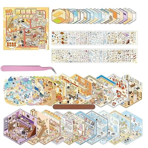 Luzhans 20 Sets 3D Sticker Scene,Haus Aufkleber Machen Sie Ihren Eigenen,Relief Stress für Erwachsene und Kinder DIY 3D House Stickers,3D Hausaufkleber,Sticker Therapy mit Pinzette Luzhans 20 Sets 3D Sticker Scene,Haus Aufkleber Machen Sie Ihren Eigenen,Relief Stress für Erwachsene und Kinder DIY 3D House Stickers,3D Hausaufkleber,Sticker Therapy mit Pinzette von Luzhans