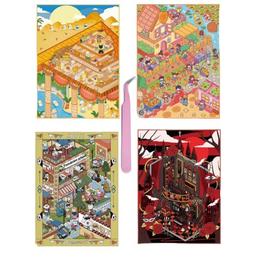 Luzhans 4 Sets DIY 3D Haus Aufkleber Große -Version 3D-Szene Aufkleber für Erwachsene und Kinder Fun 3D Sticker Scene Miniatur Haus Sticker mit Pinzette Sticker Therapy Relief Stress Luzhans 4 Sets DIY 3D Haus Aufkleber Große -Version 3D-Szene Aufkleber für Erwachsene und Kinder Fun 3D Sticker Scene Miniatur Haus Sticker mit Pinzette Sticker Therapy Relief Stress von Luzhans