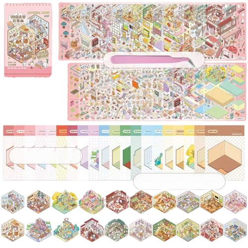 Luzhans 40 Sets 3D House Stickers,3D Sticker Scene,Haus Aufkleber Machen Sie Ihren Eigenen,Relief Stress für Erwachsene und Kinder Miniatur Haus Sticker Therapy mit Pinzette Luzhans 40 Sets 3D House Stickers,3D Sticker Scene,Haus Aufkleber Machen Sie Ihren Eigenen,Relief Stress für Erwachsene und Kinder Miniatur Haus Sticker Therapy mit Pinzette von Luzhans