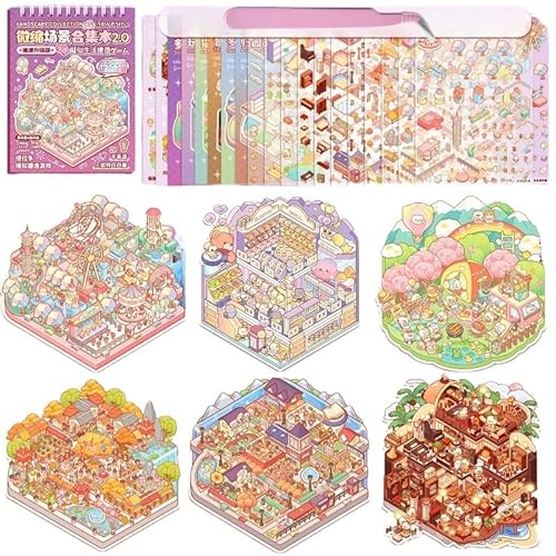 6 Sets Große Größe Fun 3D Sticker Scene Miniatur Haus Aufkleber mit Pinzette,3D House Stickers Aufkleber DIY Home House Scene Sticker Book,Stickers Therapy Relief Stress für Erwachsene und Kinder 6 Sets Große Größe Fun 3D Sticker Scene Miniatur Haus Aufkleber mit Pinzette,3D House Stickers Aufkleber DIY Home House Scene Sticker Book,Stickers Therapy Relief Stress für Erwachsene und Kinder von Luzhans