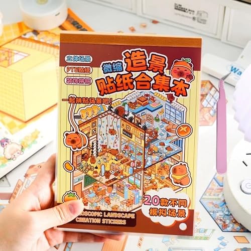 Luzhans DIY 3D Aufkleber Szenen Bücher für Erwachsene Kinder Mädchen,3D Sticker Scene,20 Sätze Sticker Therapy for Adults,Miniatur Haus 3D House Aufkleber Machen Sie Ihren Eigenen,Relief Stress von Luzhans