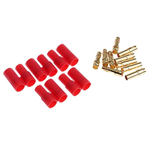3,5 mm Gold Bananenstecker Steckverbinder Set für RC ESC Motor - 5 Paar männlich weiblich Stecker mit rotem Gehäuse - Niedriger Widerstand & Einfacher Anschluss - Für Bürstenlose Motorsteuerung 3,5 mm Gold Bananenstecker Steckverbinder Set für RC ESC Motor - 5 Paar männlich weiblich Stecker mit rotem Gehäuse - Niedriger Widerstand & Einfacher Anschluss - Für Bürstenlose Motorsteuerung von Luzhengyang
