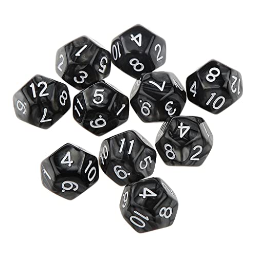 Luzhengyang Set mit 10 schwarzen D12-Würfeln mit zwölf Seiten – Premium-Acryl – ideal für TRPG-Spiele – für D&D- und MTG-Spieler – perfektes Tisch-Party-Zubehör Luzhengyang Set mit 10 schwarzen D12-Würfeln mit zwölf Seiten – Premium-Acryl – ideal für TRPG-Spiele – für D&D- und MTG-Spieler – perfektes Tisch-Party-Zubehör von Luzhengyang