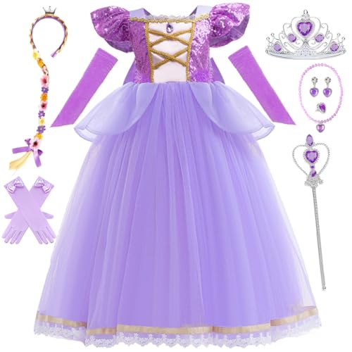 Luzlen Rapunzel Kleid Mädchen Lila Prinzessin Kostüm Halloween Cosplay 2-3 Jahre (Tag 100) von Luzlen