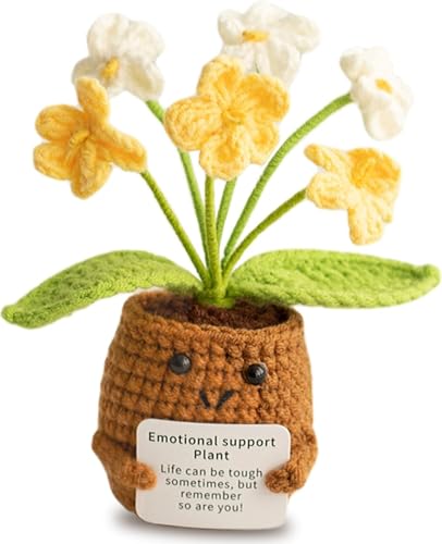 Lvguang Handgehäkelter Blumentopf mit Mini-Strickblumen - Motivierende Bürodeko mit Ermutigungskarte, Positive Geschenke für Arbeitskollegen Lvguang Handgehäkelter Blumentopf mit Mini-Strickblumen - Motivierende Bürodeko mit Ermutigungskarte, Positive Geschenke für Arbeitskollegen von Lvguang