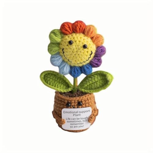 Lvguang Handgehäkelter Blumentopf mit Mini-Strickblumen - Motivierende Bürodeko mit Ermutigungskarte, Positive Geschenke für Arbeitskollegen Lvguang Handgehäkelter Blumentopf mit Mini-Strickblumen - Motivierende Bürodeko mit Ermutigungskarte, Positive Geschenke für Arbeitskollegen von Lvguang