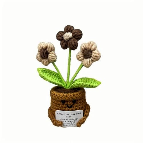 Lvguang Handgehäkelter Blumentopf mit Mini-Strickblumen - Motivierende Bürodeko mit Ermutigungskarte, Positive Geschenke für Arbeitskollegen Lvguang Handgehäkelter Blumentopf mit Mini-Strickblumen - Motivierende Bürodeko mit Ermutigungskarte, Positive Geschenke für Arbeitskollegen von Lvguang