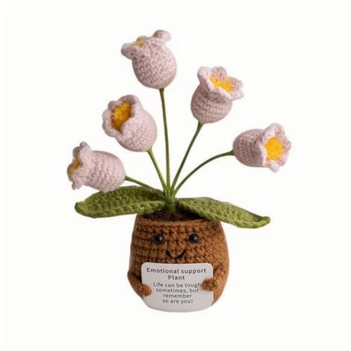 Lvguang Handgehäkelter Blumentopf mit Mini-Strickblumen - Motivierende Bürodeko mit Ermutigungskarte, Positive Geschenke für Arbeitskollegen Lvguang Handgehäkelter Blumentopf mit Mini-Strickblumen - Motivierende Bürodeko mit Ermutigungskarte, Positive Geschenke für Arbeitskollegen von Lvguang