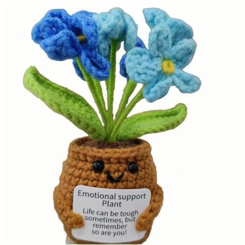 Lvguang Handgehäkelter Blumentopf mit Mini-Strickblumen - Motivierende Bürodeko mit Ermutigungskarte, Positive Geschenke für Arbeitskollegen Lvguang Handgehäkelter Blumentopf mit Mini-Strickblumen - Motivierende Bürodeko mit Ermutigungskarte, Positive Geschenke für Arbeitskollegen von Lvguang