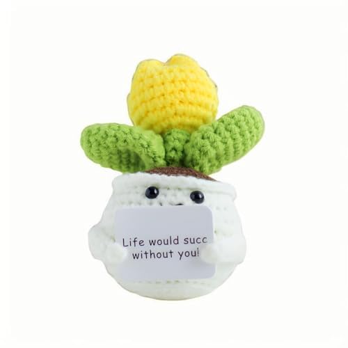 Lvguang Handgehäkelter Blumentopf mit Mini-Strickblumen - Motivierende Bürodeko mit Ermutigungskarte, Positive Geschenke für Arbeitskollegen Lvguang Handgehäkelter Blumentopf mit Mini-Strickblumen - Motivierende Bürodeko mit Ermutigungskarte, Positive Geschenke für Arbeitskollegen von Lvguang