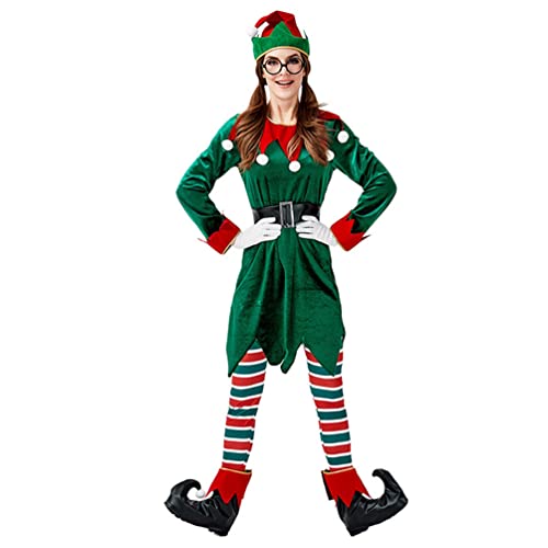 Lvguang Herren Damen Weihnachtself Kostüm Erwachsene Elfen Kostüme für Xmas Karneval Cosplay (Weiblich #2, S) von Lvguang