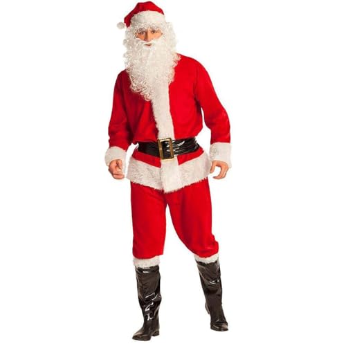 Lvguang Weihnachtsmann Nikolauskostüm Herren Set mit Bart Mütze Gürtel Nikolaus Santa Claus Verkleidung Plüsch Weihnachten Outfit Kostüm für Nikolaus Nikolaus Anzug-2XL von Lvguang