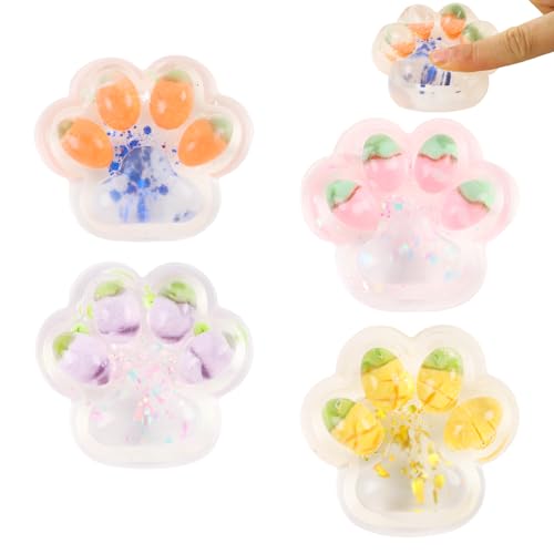Lvjkes 4 Stück Katzenpfoten Squishy, Squishy Pfote, Weiches und angenehmes Handgefühl Pfoten, Wiederholbares Kneten und Stressabbau, für Kinder und Erwachsene zum Stressabbau (7CM-4PCS) von Lvjkes