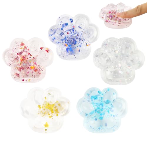 Lvjkes 5 Stück Katzenpfoten Squishy, Squishy Pfote, Weiches und angenehmes Handgefühl Pfoten, Wiederholbares Kneten und Stressabbau, für Kinder und Erwachsene zum Stressabbau (7CM-5PCS) von Lvjkes