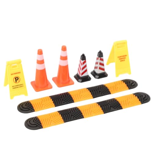 Lwuey RC Crawler Car Accessoires, RC Car Ramp 1/18 1/24 Kletterwagenstimmung, Speed ​​-Beulen, Eiskegel, Modell RC Road Block, Auto -Szenenzubehör, Warnschilder von Lwuey