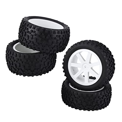 Lybunair 4 Stück 1/10 RC-Reifen RC-Truck-Gummireifen mit Rädern für Z-Racing-Crawler-Autos (White) von Lybunair