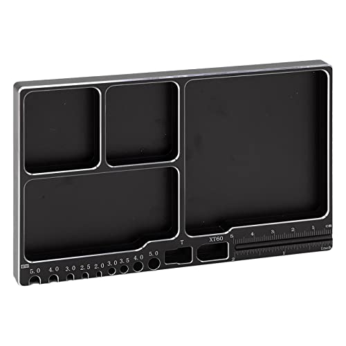 Lybunair RC Magnetic Tray Aluminium Alloy RC Screw Tray RC Repair Tool with Pad Widely Used for RC Airplane Car (Black) von Lybunair