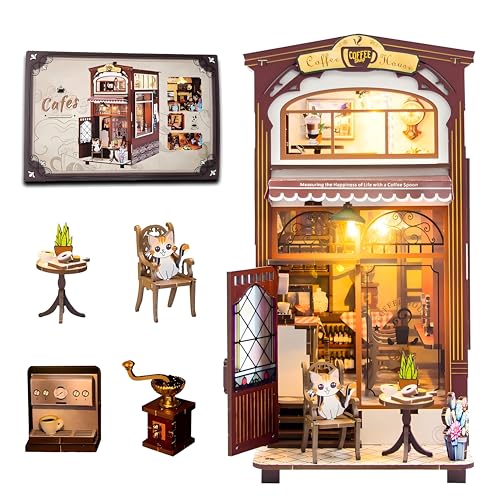Lycidae Book Nook Kit,Dollhouses Café Miniature Wooden Doll House Kit, with Furniture and LED Light, Accessories Educational Toys, for 14+ Teens and Adults Building Lycidae Book Nook Kit,Dollhouses Café Miniature Wooden Doll House Kit, with Furniture and LED Light, Accessories Educational Toys, for 14+ Teens and Adults Building von Lycidae