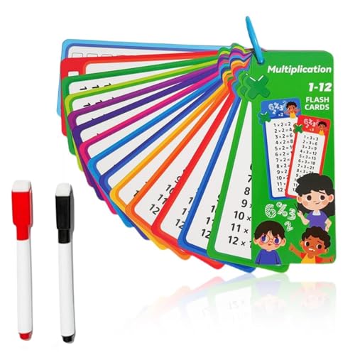 1x1 Lernkarten Set, Einmaleins Lernspiel für Kinder mit 2 abwischbaren Stiften, Mathematik fördern, Geschenk zur Einschulung (15 Blätter) von Lyivisk