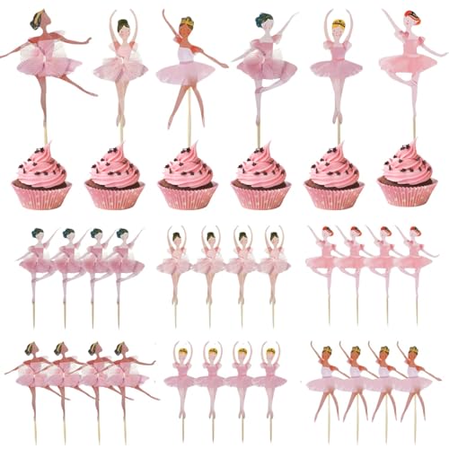 24 Stück Ballerina Cupcake Toppers Rosa Ballettrock Design, Tortendeko für Mädchen, Ballerina Geburtstag Deko, Cupcake Topper für Babyparty, Hochzeit und Ballett Party Dekoration 24 Stück Ballerina Cupcake Toppers Rosa Ballettrock Design, Tortendeko für Mädchen, Ballerina Geburtstag Deko, Cupcake Topper für Babyparty, Hochzeit und Ballett Party Dekoration von Lyivisk
