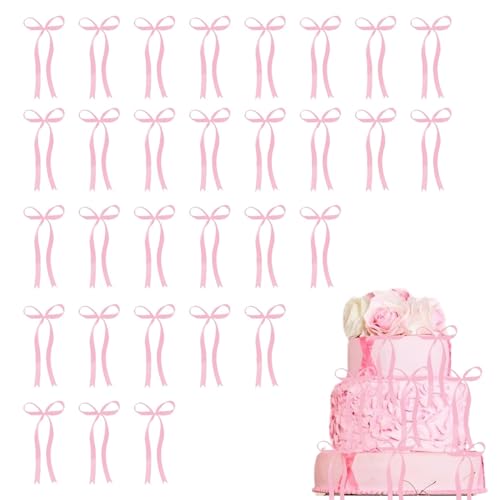 30 Stück Rosa Schleifen Deko, Tortendeko Schleife, Kuchendekoration mit Schleife, Hochzeitstorte Deko, Tortendeko Rosa für Baby-Mädchen, Party, Hochzeit, Valentinstag von Lyivisk
