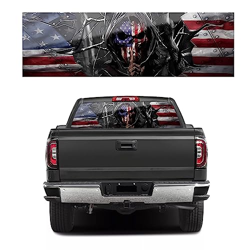 LynsaTac 165 x 55,9 cm amerikanische Totenkopf-Flagge Aufkleber für LKWs, SUVs, amerikanische Flagge, Fensteraufkleber, klassische Heckscheiben-Aufkleber für Auto-Dekoration, Einheitsgröße, passend LynsaTac 165 x 55,9 cm amerikanische Totenkopf-Flagge Aufkleber für LKWs, SUVs, amerikanische Flagge, Fensteraufkleber, klassische Heckscheiben-Aufkleber für Auto-Dekoration, Einheitsgröße, passend von LynsaTac