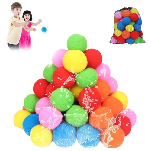 Water Sponge Balls,60 Stk Wiederverwendbare Wasserschwammkugeln, Wasserbomben Wiederverwendbar,Bunt Baumwoll Wasserbomben, Wasserschlacht Bälle, Für Pool-60pcs Water Sponge Balls,60 Stk Wiederverwendbare Wasserschwammkugeln, Wasserbomben Wiederverwendbar,Bunt Baumwoll Wasserbomben, Wasserschlacht Bälle, Für Pool-60pcs von Lyoveu