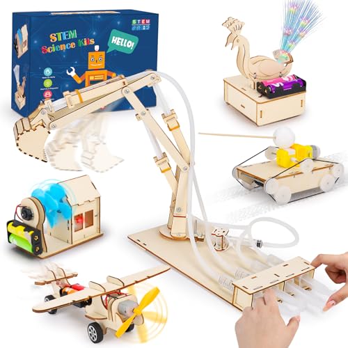 5 in 1 Holz Wissenschaft Experimente Kit für Kinder 8-12, Elektronik Bausatz Roboter Kit Spielzeug Elektro Baukasten, STEM Experimentierkasten Aktivitäten Spielzeug ab 8 Jahre Jungen von Lypsochaat