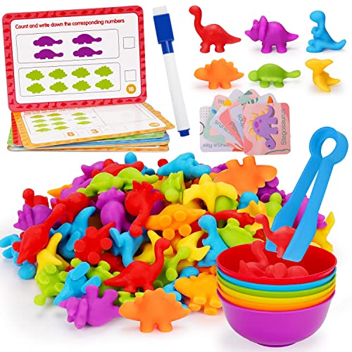 Montessori-Spielzeug für 1-2-3-Jährige, Zähl-Dinosaurier-Sortierspielzeug für 1+ Jahre, Kleinkinder im Vorschulalter, Lernspiel zur Farbabstimmung, Stapelspiel, Feinmotorik, sensorisches Spielzeug von Lypsochaat