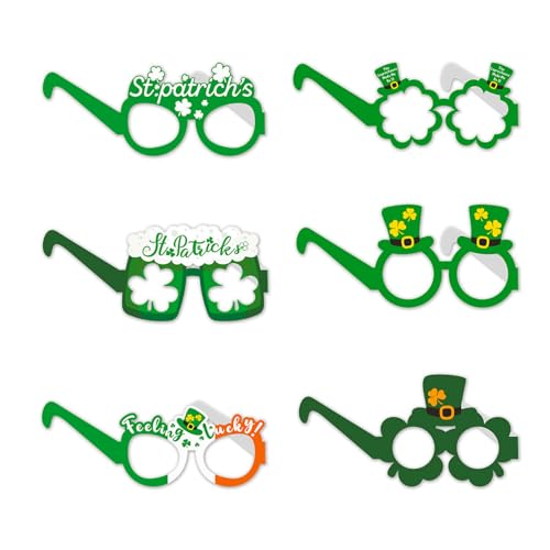 Lyqaq St. Patrick's Day Kleeblatt-Brille, irisches grünes Kleeblatt, Foto-Requisiten, Kleeblatt-Brillen, St. Patrick's Day, Kostüm-Dekoration für Kinder und Erwachsene, Partyzubehör, 6 Stück Lyqaq St. Patrick's Day Kleeblatt-Brille, irisches grünes Kleeblatt, Foto-Requisiten, Kleeblatt-Brillen, St. Patrick's Day, Kostüm-Dekoration für Kinder und Erwachsene, Partyzubehör, 6 Stück von Lyqaq