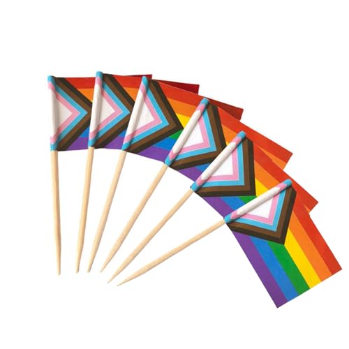 Regenbogen-Kuchenaufsätze (100 Stück) – kleine dekorative Stickflaggen für Cupcakes, Backen, Geburtstagsfeiern, Stolzveranstaltungen, Feiern – lebensmittelecht & lebendige Farben von Lyqaq
