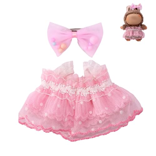 17cm Plüschpuppen-Kleidungsset, Rosa Kawaii-Kleid mit Haarspange mit Schleife Süßes Outfit zum Ausstellen Spielen oder Sammeln Modeaccessoires für Stoffpuppen und Minifiguren 17cm Plüschpuppen-Kleidungsset, Rosa Kawaii-Kleid mit Haarspange mit Schleife Süßes Outfit zum Ausstellen Spielen oder Sammeln Modeaccessoires für Stoffpuppen und Minifiguren von Lyreh