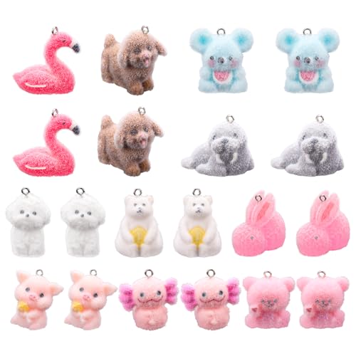 20stk 3D-Mini-Tieranhänger aus Kunstharz mit Beflockung, 10 Verschiedene Designs Koala Hund Kaninchen Bär Niedliche Kleine Cartoon-Anhänger für DIY Schlüsselanhänger und Miniatur-Dekorationen 20stk 3D-Mini-Tieranhänger aus Kunstharz mit Beflockung, 10 Verschiedene Designs Koala Hund Kaninchen Bär Niedliche Kleine Cartoon-Anhänger für DIY Schlüsselanhänger und Miniatur-Dekorationen von Lyreh