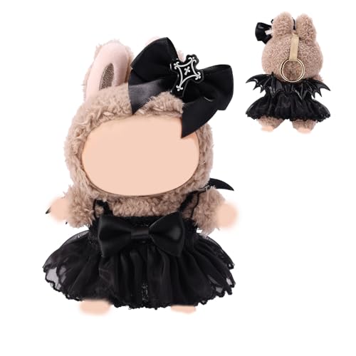 2stk 17cm Puppen Kleid Set, Halloween Puppe Kleidung Zartes Dämonen Flügel Kostüm Zubehör im Gothic-Stil mit Schleifenclip Wunderschönen Outfits und Accessoires Keine Puppe Enthalten (Schwarz) von Lyreh