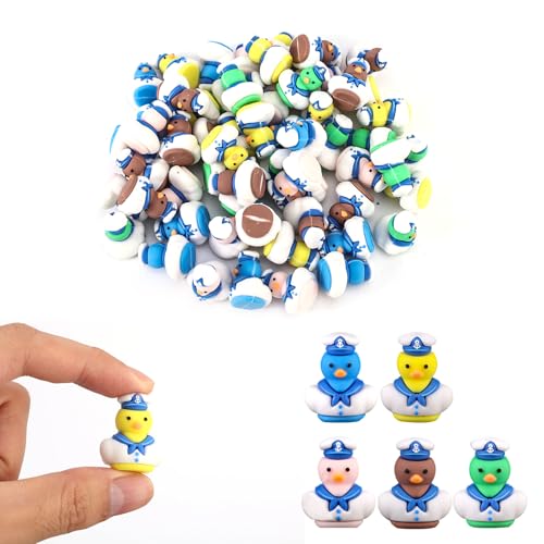 30 Stück Gummiente Klein, Kleine PVC-Kapitän-Segelboot-Ente Segel-Gummienten Kreuzfahrt-Spielzeug für Badespielzeug Partygeschenke (Braun, Gelb, Blau, Grün, Pink) von Lyreh
