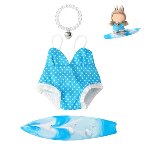 3stk 17cm Puppen Badeanzug Set, Sommer-Outfit Inklusive Badeanzug Perlenkette Surfbrett Süßem und Coolem Sommer-Outfit-Set Keine Puppe Enthalten(Blau) von Lyreh