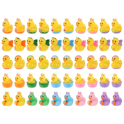 50stk Oster Enten, 5 Stile Mini Harz Enten Inklusive Hasenohren Schmetterling Karotte Korb Eierschale Element in 5 Farben als Dekoration und als Gastgeschenk für die Osterparty 50stk Oster Enten, 5 Stile Mini Harz Enten Inklusive Hasenohren Schmetterling Karotte Korb Eierschale Element in 5 Farben als Dekoration und als Gastgeschenk für die Osterparty von Lyreh