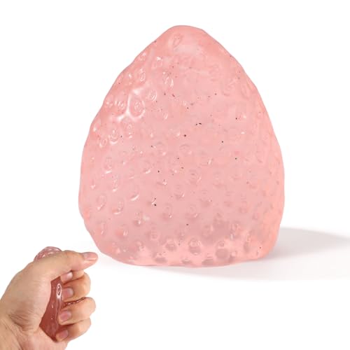 Erdbeer-Quetschspielzeug, Kawaii-Erdbeer-Quetschspielzeug Lustige Neuheit Dekompressions-Entlüftungs-Quetschspielzeug Perfektes Schreibtisch-Accessoire für Büro und Schule (Pink) von Lyreh