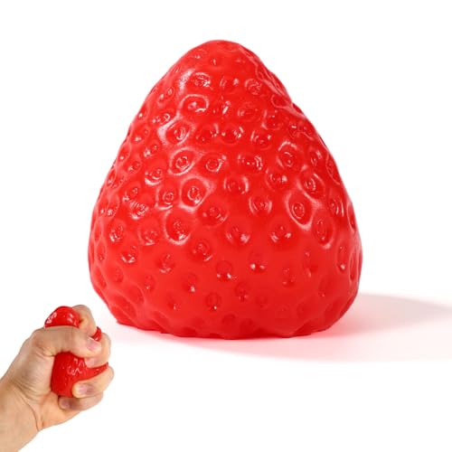 Erdbeer-Squishy-Spielzeug, Stress Spielzeug Squishy TPR-Taba-Squishy-Spielzeug Weiche Kawaii-Fruchtgelee-Dinge Weihnachts und Geburtstagsgeschenk für Kinder Erwachsene Büro (Rot) von Lyreh
