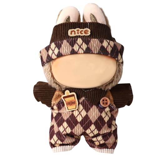 Kaffeefarbene Rhombus Puppenkleidung, Süßes Puppenoutfit Rhombus Trägerset mit Kopfbedeckung & Mantel Vintage Kleidungsset für 17cm Puppen Kaffeefarbene Rhombus Puppenkleidung, Süßes Puppenoutfit Rhombus Trägerset mit Kopfbedeckung & Mantel Vintage Kleidungsset für 17cm Puppen von Lyreh