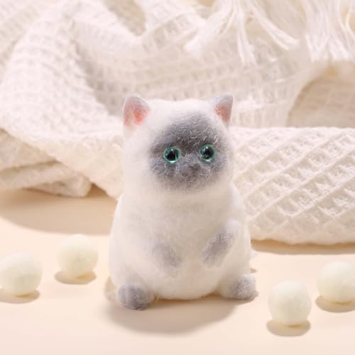 Katzen Quetsch Spielzeug, 8 x 6 cm Weiches Zappelspielzeug Süßer Katzen-Stress Partygeschenke Lustiges Spielzeug (Weiß, Grau) von Lyreh