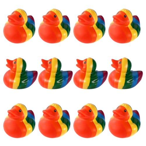 Lyreh 12st Regenbogen Quietsch Ente, Gay Pride Mini Quietschenten Badespielzeug LGBT Geschenk Transgender Lesbisch Bisexuell Schwul Dekoration für Geburtstagspartys LGBT Partygeschenke von Lyreh
