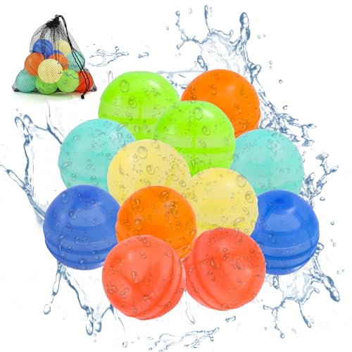 Lyreh 12stk Wiederverwendbare Wasserbälle, Nachfüllbare Wasserbombenballons Silikon mit Netzbeutel Schnell zu Befüllendes Sommerspielzeug für Schwimmbad Strand Outdoor-Aktivitäten Partys(6 Farben) Lyreh 12stk Wiederverwendbare Wasserbälle, Nachfüllbare Wasserbombenballons Silikon mit Netzbeutel Schnell zu Befüllendes Sommerspielzeug für Schwimmbad Strand Outdoor-Aktivitäten Partys(6 Farben) von Lyreh