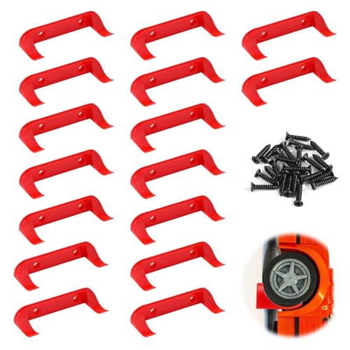 Lyreh 16 STK Auto Wandhalterung, Stabil Vertikale Autohalter Display Wandhalterung mit 32 Schrauben Kompatibel mit Modellen der Speed Champions Serie (Rot) von Lyreh